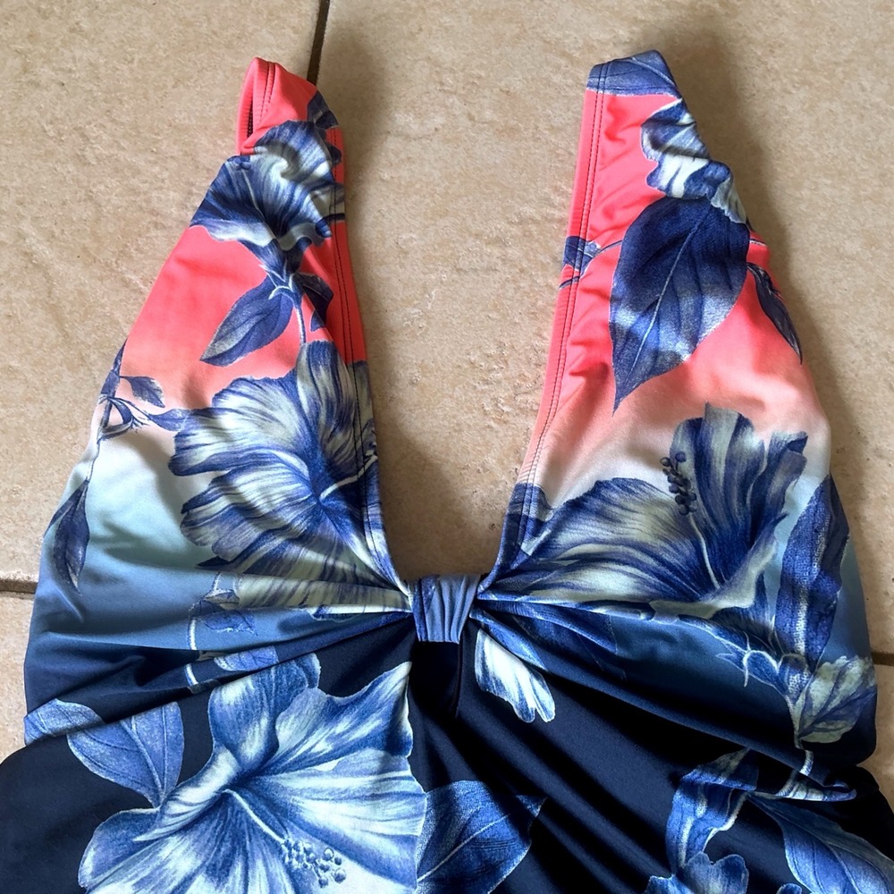 La Blanca One‎ Piece Swimsuit Women 22W Blue Pink Floral NEW Keyhole Convertible - Picture 3 of 9